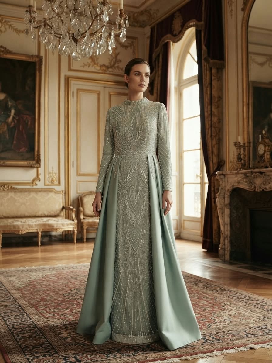 Mint long sleeves dress