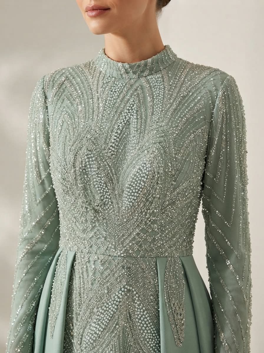 Mint long sleeves dress
