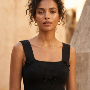 Black Ribbed Knit Top