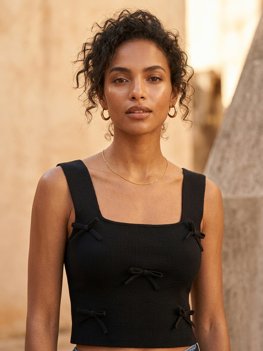 Black Ribbed Knit Top