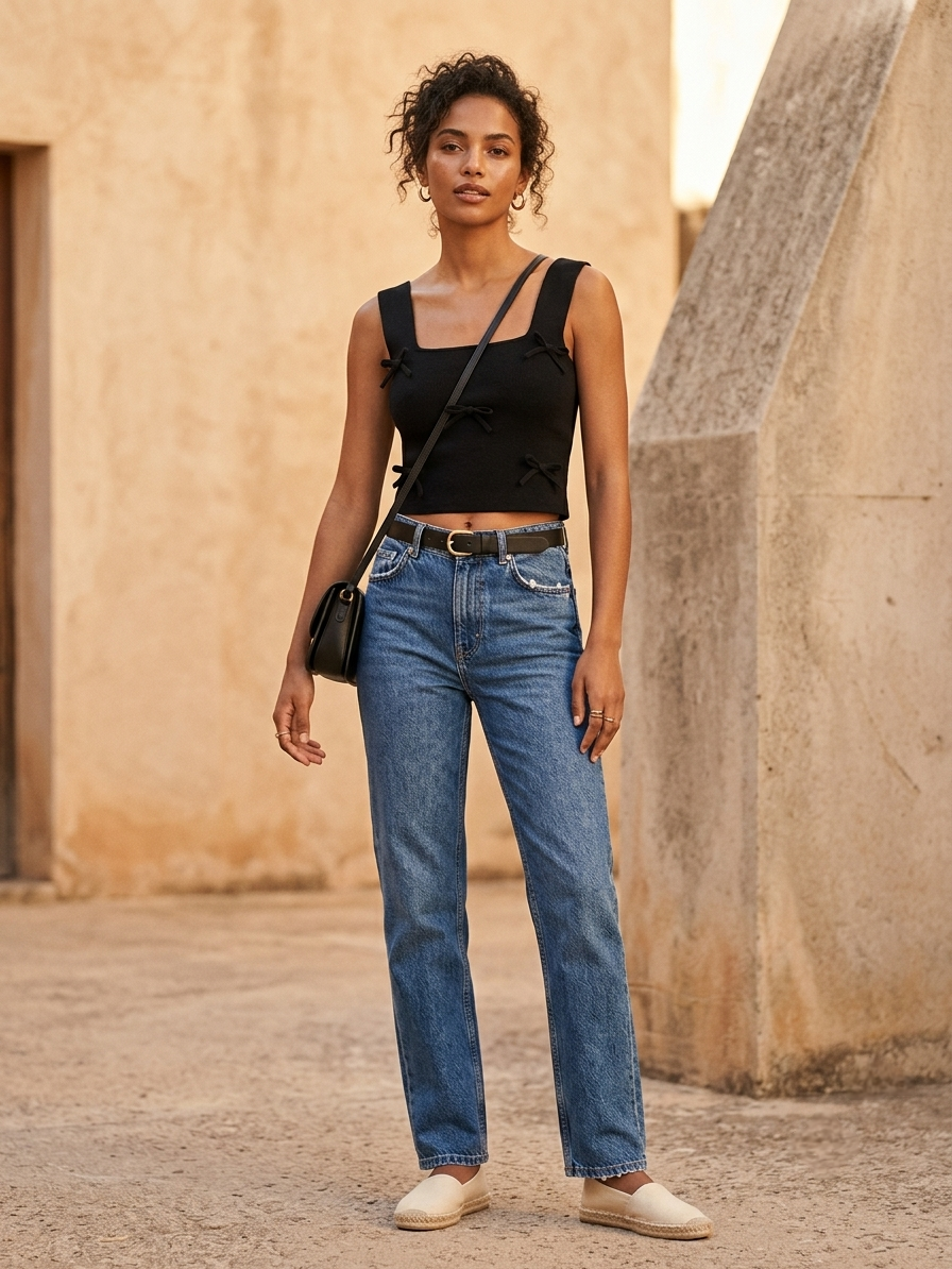 Black Ribbed Knit Top - Image 3