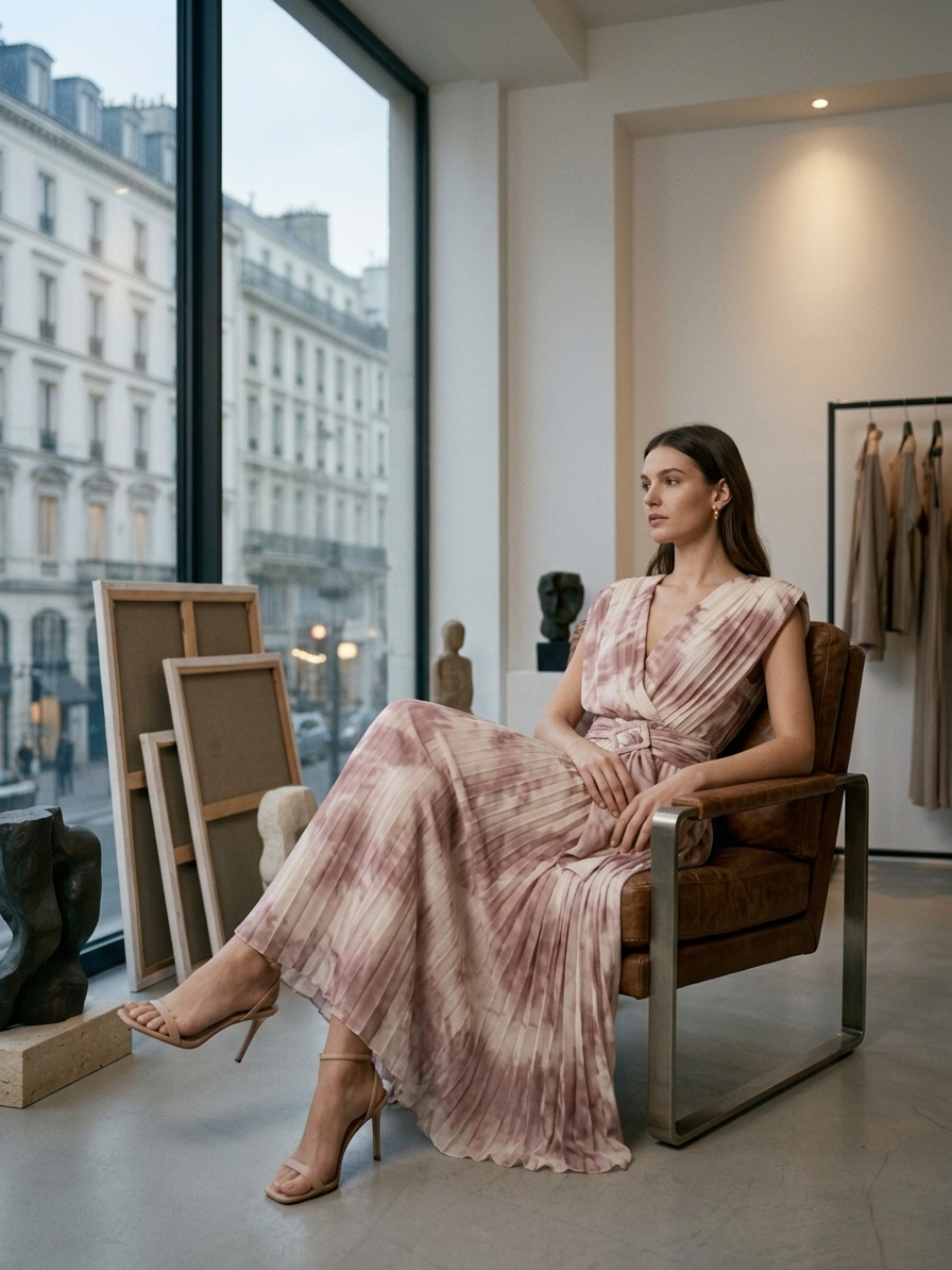 Pleated Midi Dress - Image 3