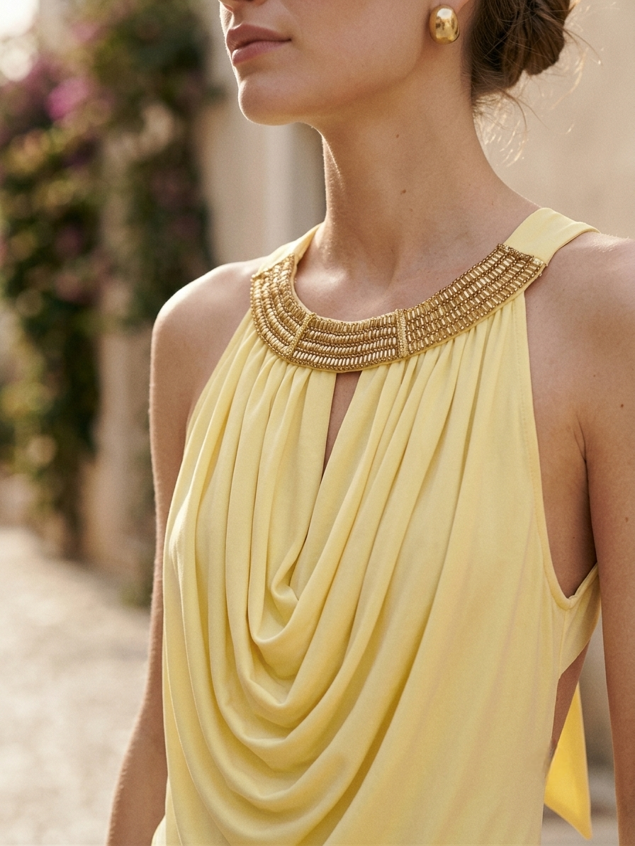 Yellow Drapé Maxi Dress