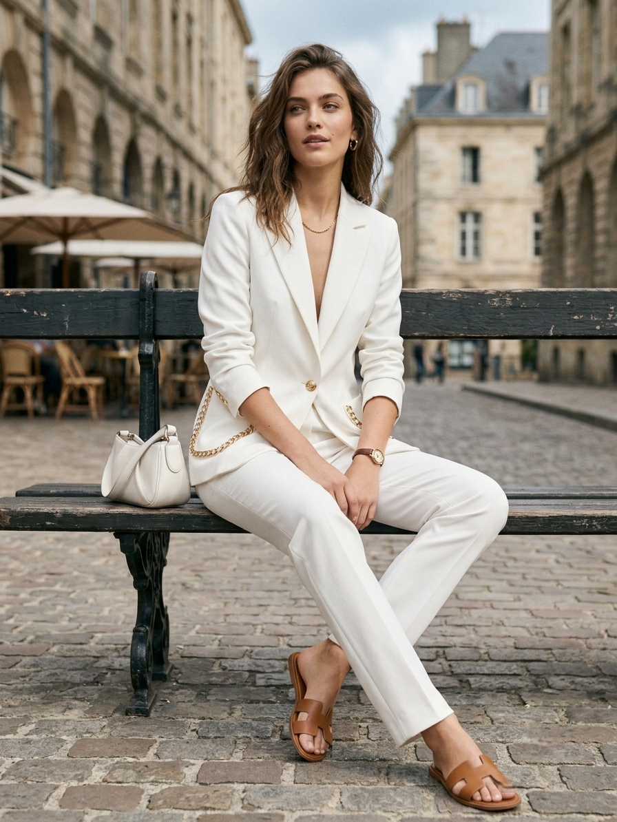 Off-white Suit with Chains