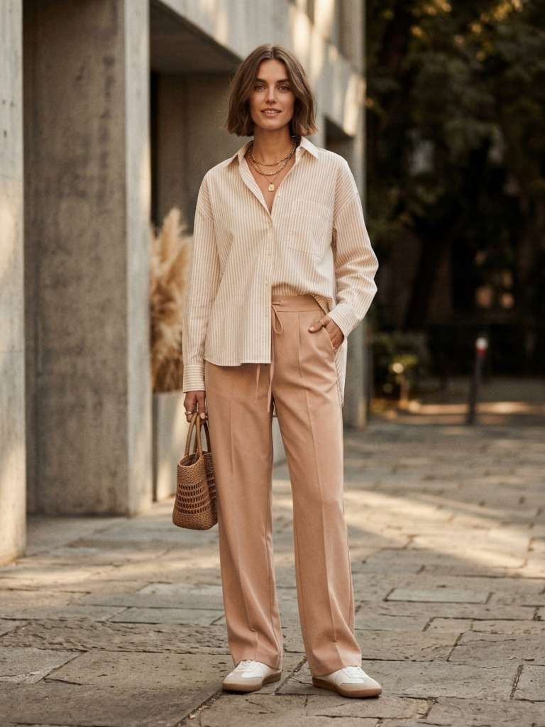 Striped Shirt with Tailored Pants