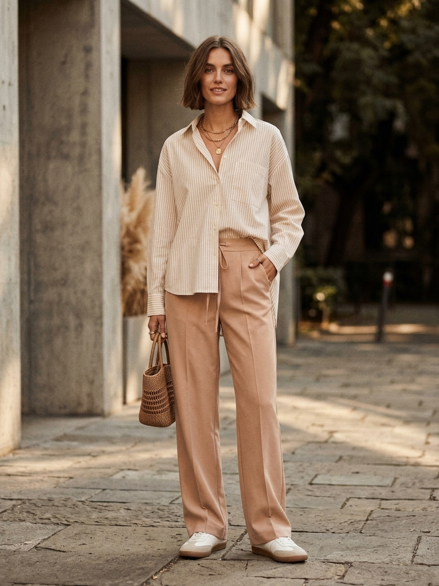Striped Shirt with Tailored Pants