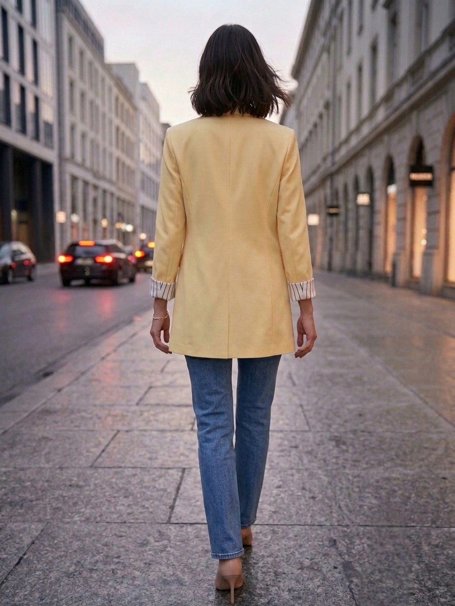 Butter Yellow Long Blazer - Image 3
