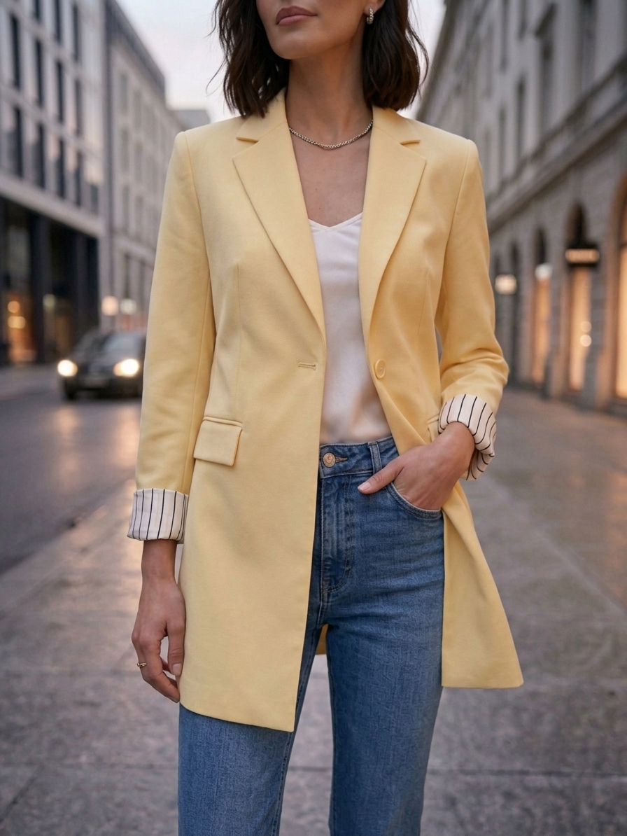 Butter Yellow Long Blazer