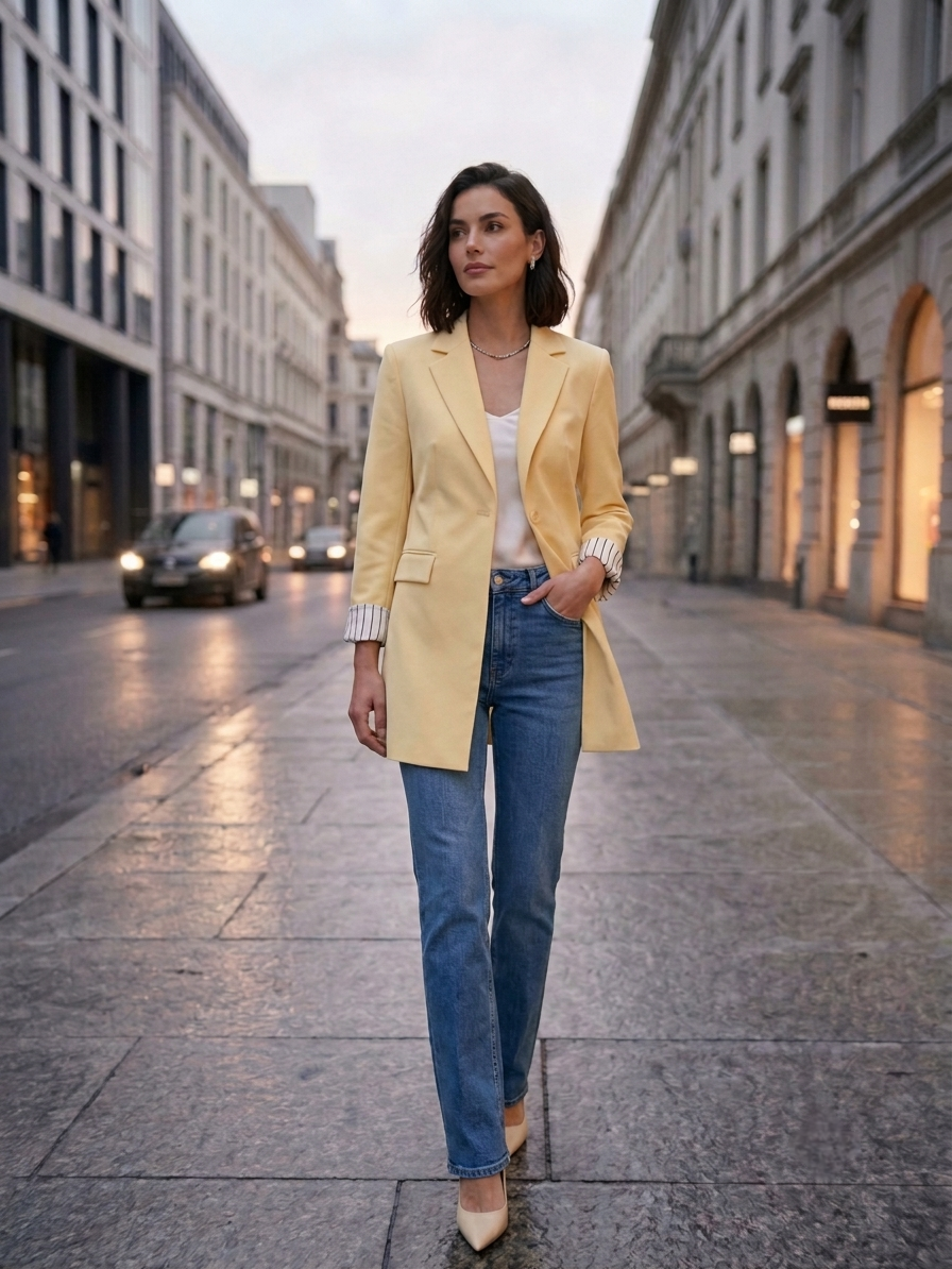 Butter Yellow Long Blazer