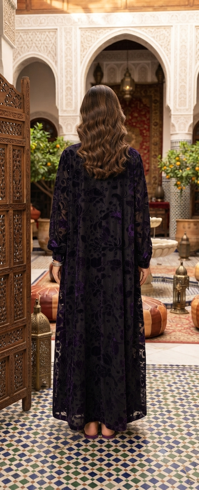 Beaded Velvet Abaya Set