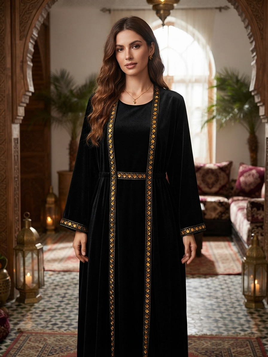 Embellished Black Abaya