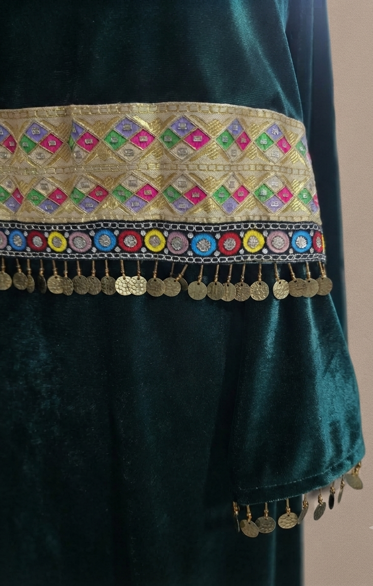 Heritage Emerald Velvet Abaya
