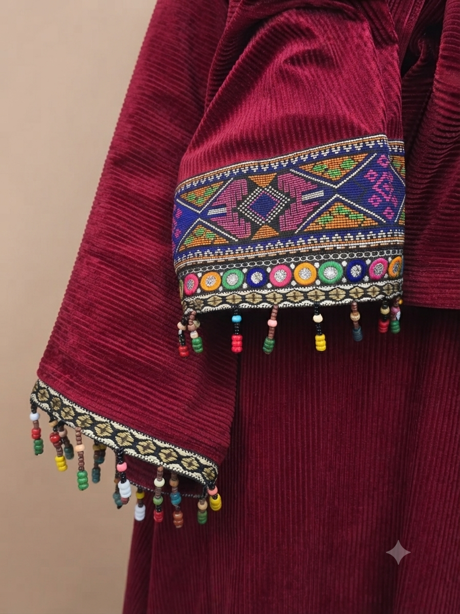 Red Velvet Abaya - Image 3