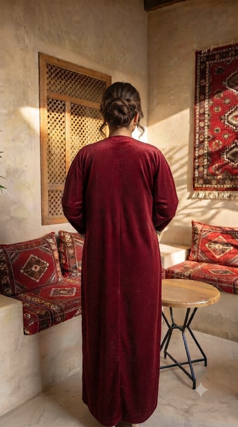 Red Velvet Abaya