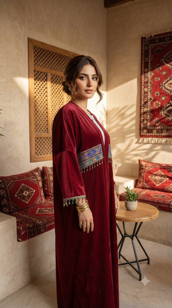 Red Velvet Abaya