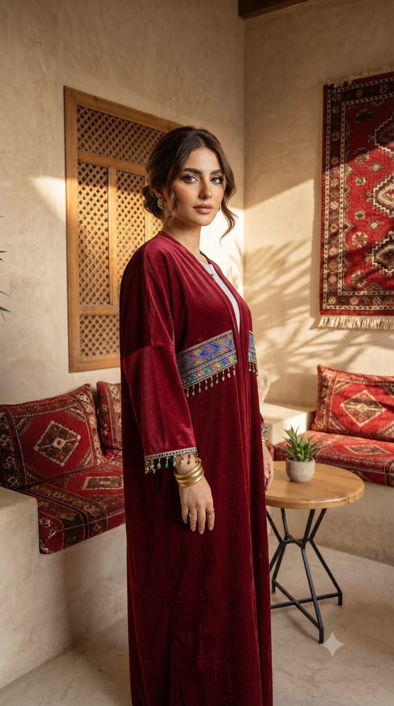 Red Velvet Abaya
