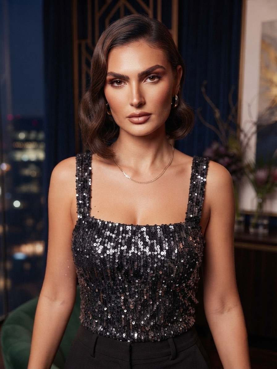 Sequin Black Top