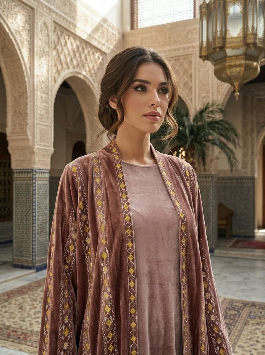 Rose Velvet Abaya - Image 3