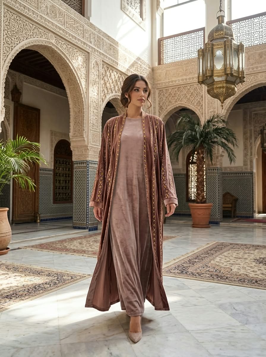 Rose Velvet Abaya