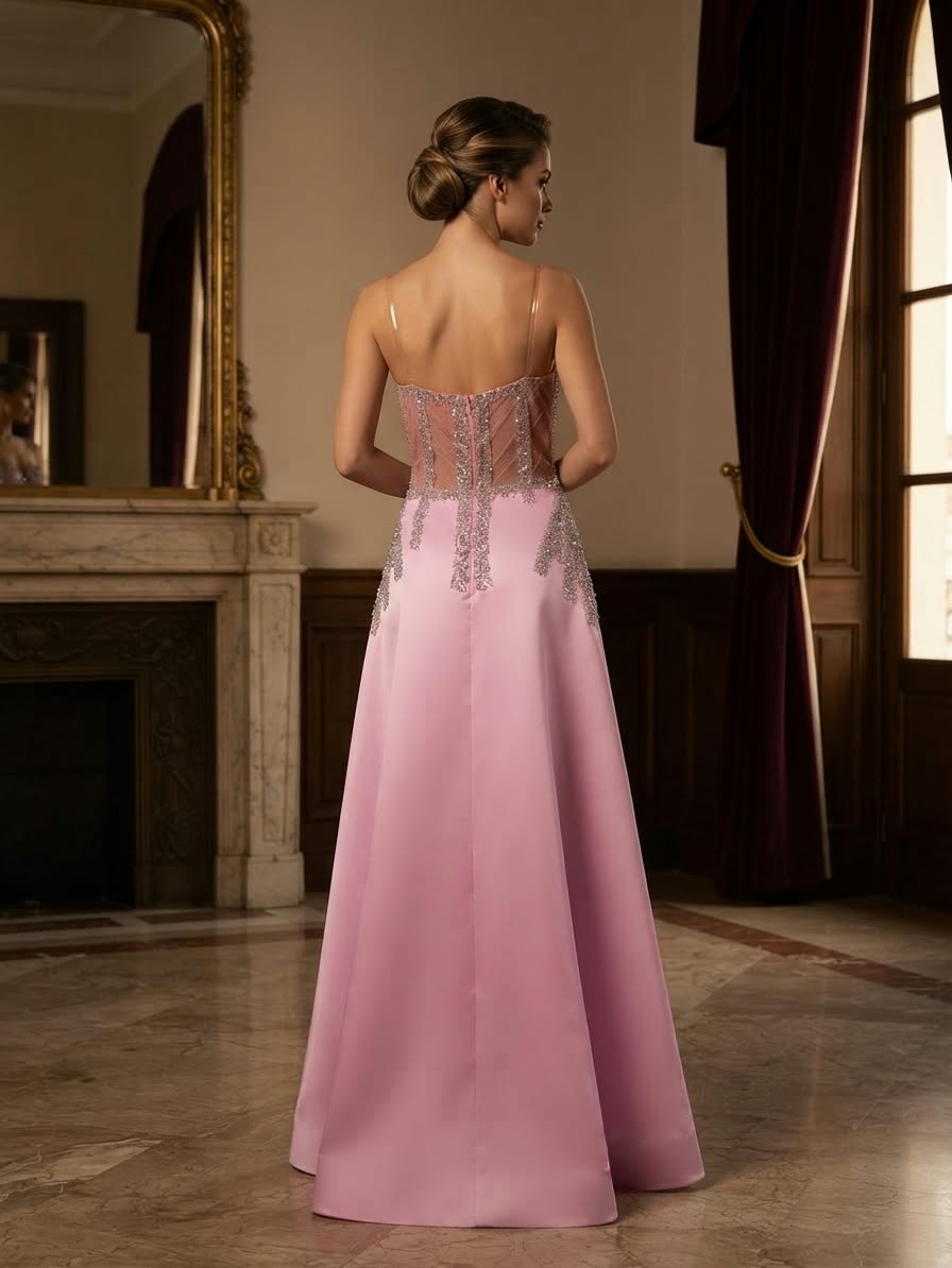 Strapless pink evening gown - Image 3