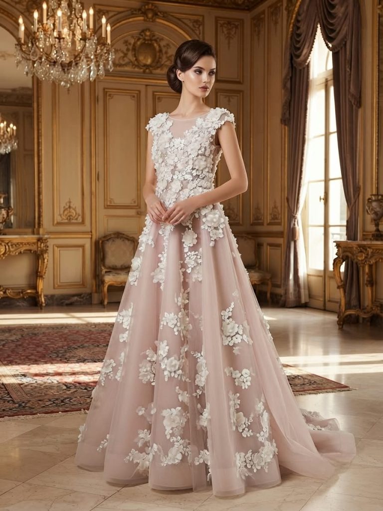 Royal Pink Floral Gown