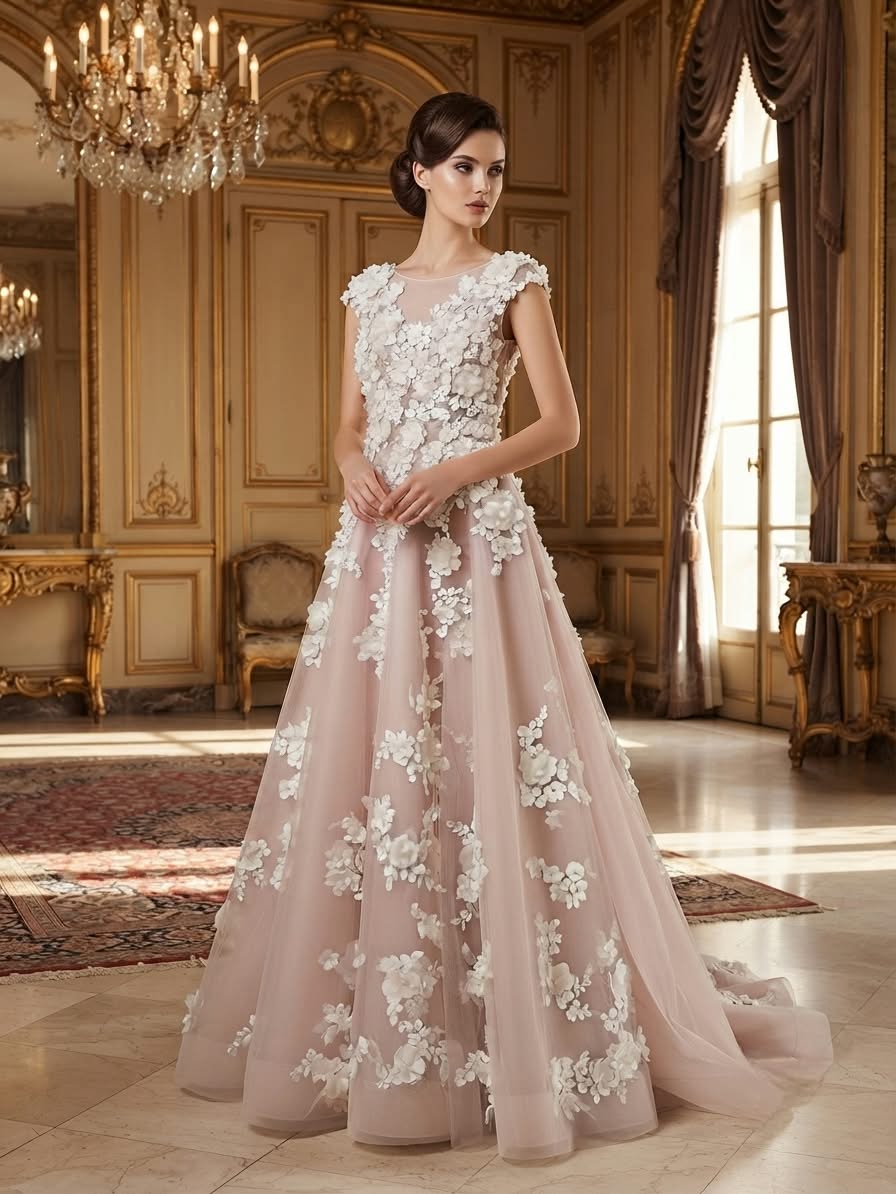 Royal Pink Floral Gown