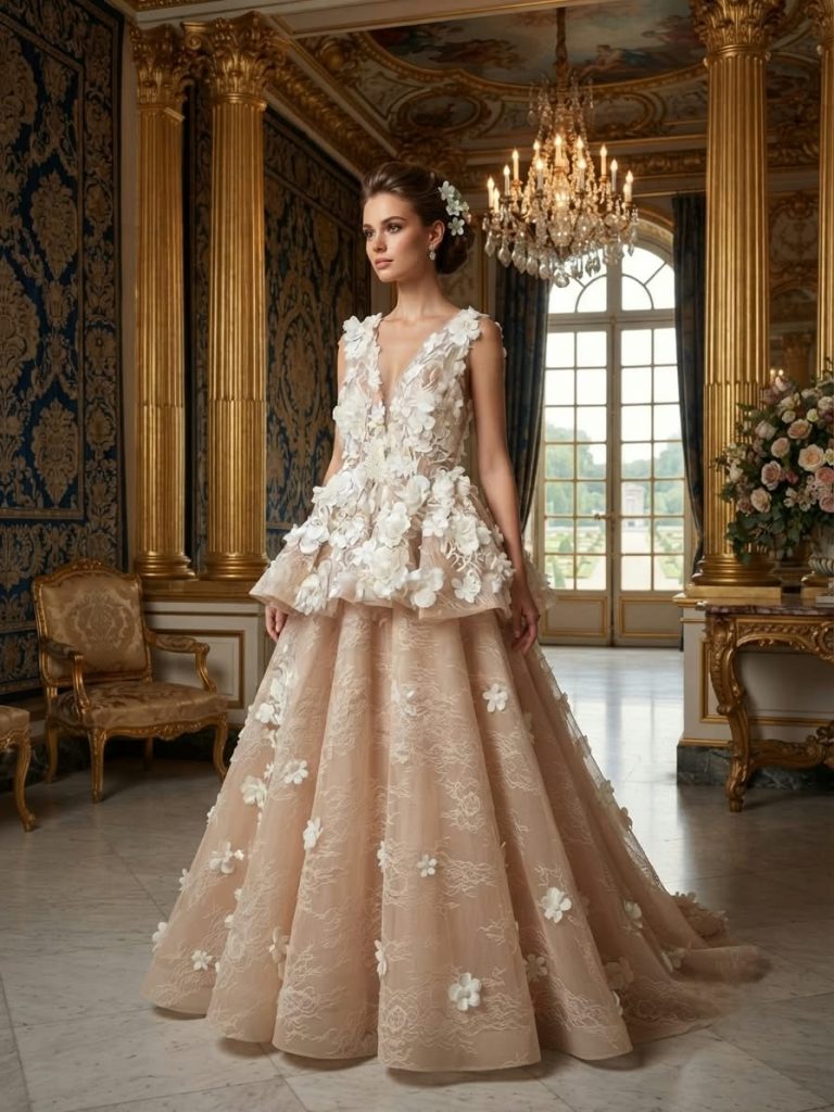 3D floral royal gown