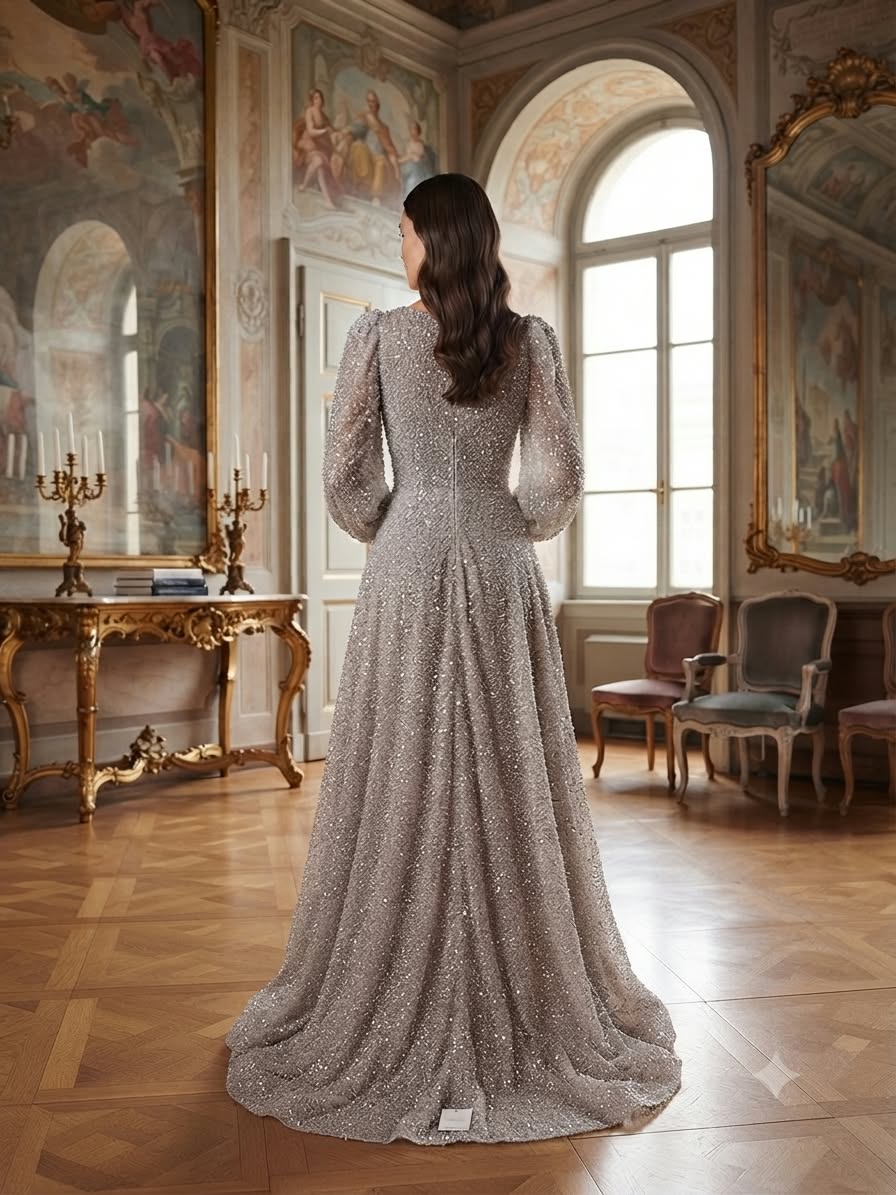 Choco long sleeves embellished gown - Image 3