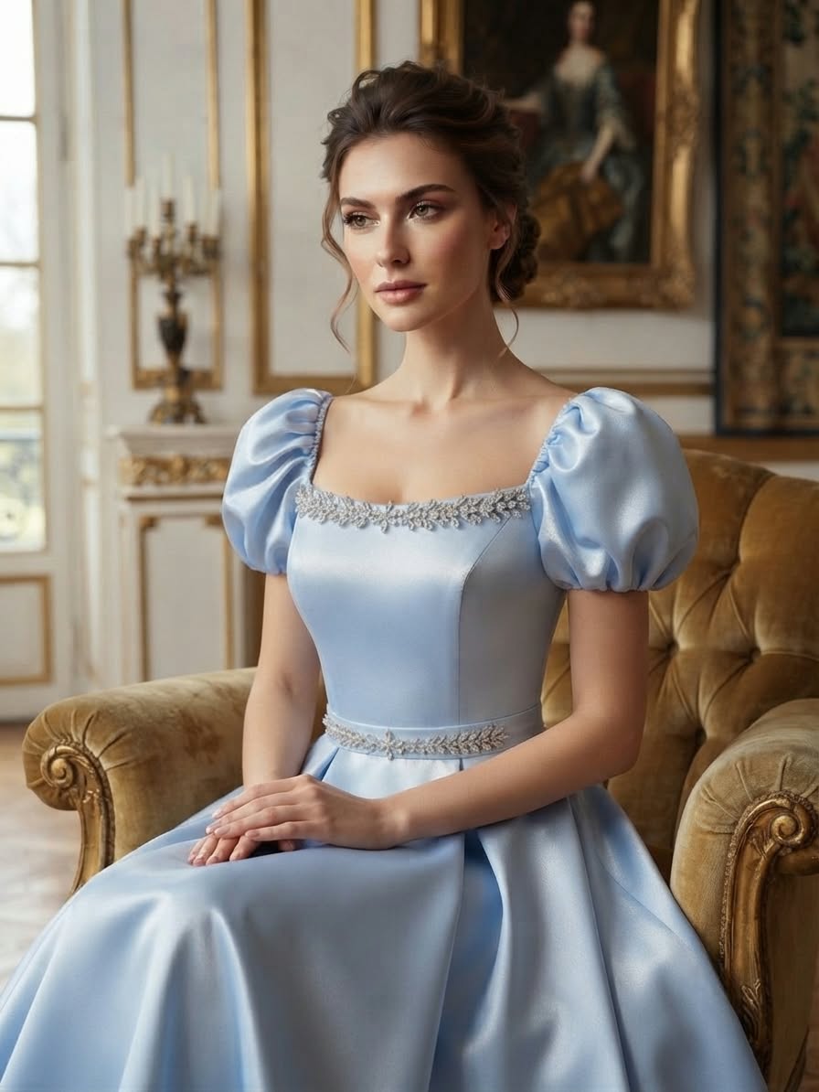 Blue Satin Gown