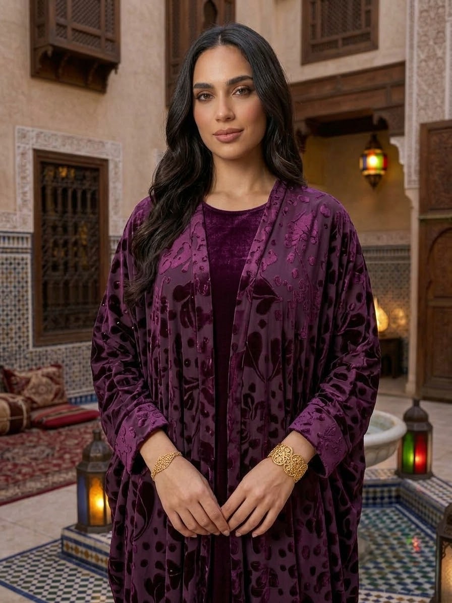 Velvet Plum Abaya - Image 2