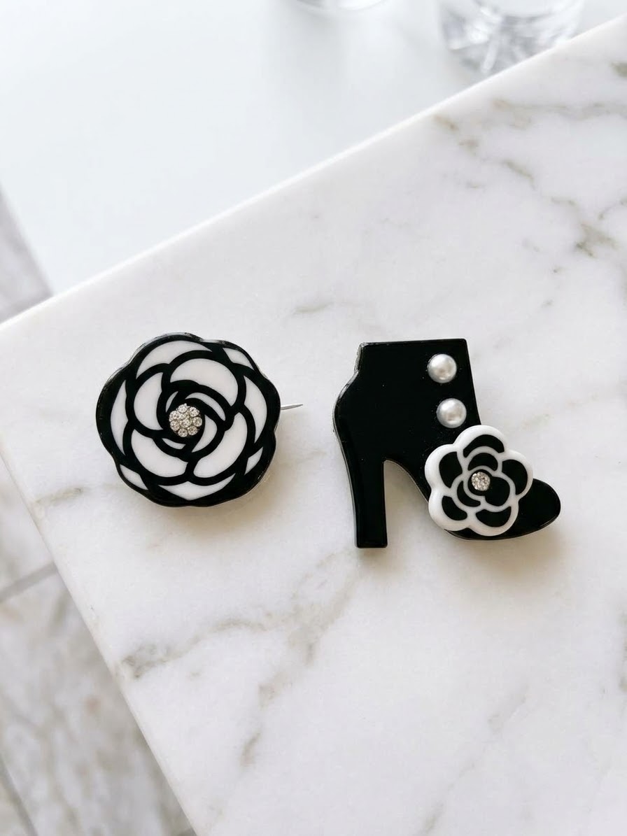 Camelia and Heel Brooches